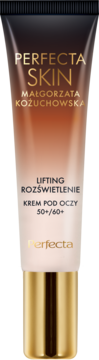 Perfecta SKIN, brązowo-beżowy krem pod oczy 50+/60+ z linii Małgorzata Kożuchowska, złota zakrętka.