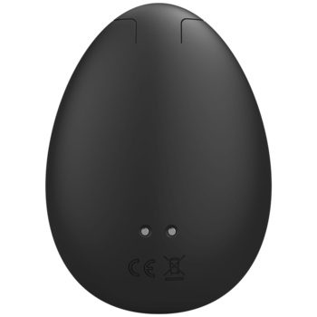 Tył czarnego, jajowatego nawilżacza GESKE 4w1 z matowego silikonu, z widocznymi punktami ładowania magnetycznego.
