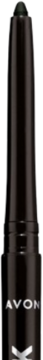 Czarna diamentowa kredka do oczu Avon Glimmerstick, z widocznym napisem, w zbliżeniu.