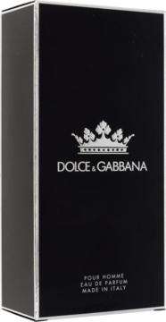 K by Dolce & Gabbana woda perfumowana dla mężczyzn, czarne matowe pudełko z srebrnym logo i koroną.