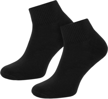 Czarne skarpety męskie Marilyn z bawełny, niski ściągacz i bezuciskowe wykończenie, ułożone pod kątem.