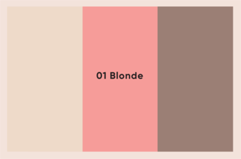 Frozen Contouring Palette 01 Blonde dla jasnych karnacji: trzy paski – jasny beż, różowy z napisem, średni brąz.