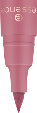Różowa konturówka Essence Line N' Stain Tatoo Lip Liner, zbliżenie na precyzyjny aplikator i logo.