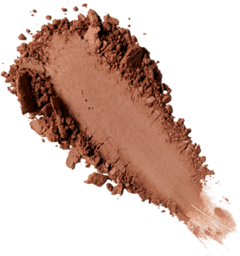 Bronzer w kamieniu Everybody London, Caramel Brown. Sypki, matowy puder o ciepłym odcieniu brązu na jasnym tle.