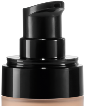 Zbliżenie na czarny dozownik z pompką wygładzającego podkładu Collistar Lift HD+. Widoczna górna część butelki.