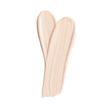 Dwa jasnobeżowe, kremowe swatche podkładu Lumene Natural Glow 0.0 Ultra Light, na czarnym tle, promienne.