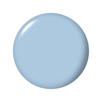 Zbliżenie na okrągłą, błyszczącą kroplę błękitnego lakieru do paznokci 'Reality Check Ya Out' na białym tle.