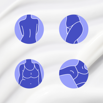 Dove Whole Body Deo Original: ikony ciała na tle kremu symbolizujące wszechstronne zastosowanie.