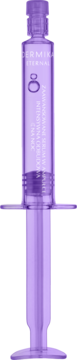 Fioletowa ampułka Dermika Eternal Serum do twarzy, w formie strzykawki, z widocznym brandingiem.