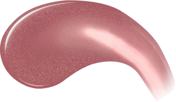 Zbliżenie na rozmazany swatch błyszczyka Rimmel Oh My Gloss! Snog Swatch, różowo-fioletowy, z połyskiem 3D.