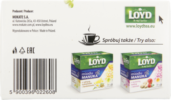 LOYD ,herbata zielona aromatyzowana z miętą i kwiatem pomarańczy oraz z aromatem miodu Manuka,od-dostawcy
