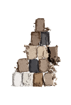 The Nudes Palette, stos 12 matowych i błyszczących cieni w neutralnych odcieniach, ułożony w piramidę.