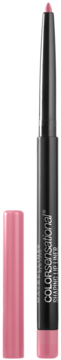 Czarno-różowa konturówka Maybelline Color Sensational, wysunięty sztyft, obok dopasowana skuwka.