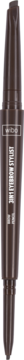 Ciemnobrązowa kredka Eyebrow Stylist 3w1 do brwi, podłużna, z nadrukiem, na czarnym tle.