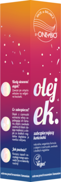 OnlyBio Hair Balance olejek do włosów ochronny, pionowe opakowanie pomarańczowo-różowe z czarnuszką.