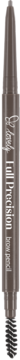 Lovely Full Precision kredka do brwi 3 Cool Brown ze szczoteczką. Pionowe, rozmyte ujęcie metalowej obudowy.