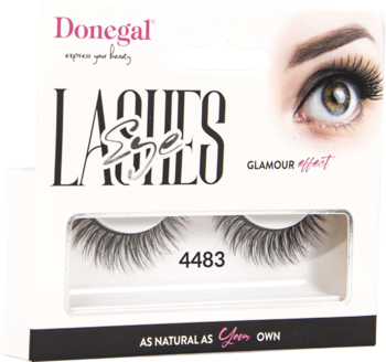 Donegal Glamour Effect sztuczne rzęsy 4483 w białym pudełku z wizerunkiem oka, widok z przodu.