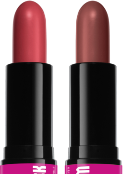 Dwa kremowe róże Wonder Stick Cream Blush: różowy i brązowy, otwarte, ukazujące kremową konsystencję sztyftu.