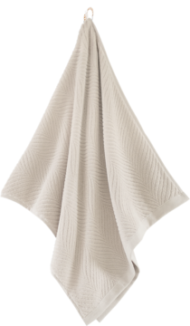 Beżowy ręcznik Braid z bawełny egipskiej 30x50cm, teksturowany, wiszący pionowo na haczyku.