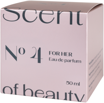 Scent of beauty N°4 woda perfumowana dla kobiet w bladoróżowym pudełku, 50 ml, widok pod kątem.