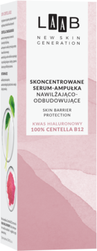 Różowe opakowanie serum LAAB Centella B12 z kwasem hialuronowym, widok z przodu, nawilżająco-odbudowujące.