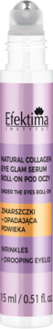 Efektima Natural Collagen Eye Glam Serum, fioletowy roll-on 15ml, widok z przodu, na zmarszczki i opadającą powiekę.