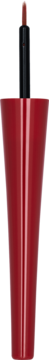 Bordowy eyeliner WIBO Claret, pionowe zbliżenie na błyszczącą butelkę i wysunięty precyzyjny pędzelek.