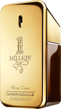Paco Rabanne 1 Million męska woda toaletowa, złoty flakon w kształcie sztabki, widok lekko z boku.