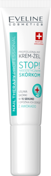 Biała tuba Eveline Cosmetics Nail Therapy krem-żel do skórek z awokado, widok z przodu.