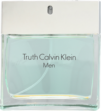 Calvin Klein Truth Men, aromatyczno-fougere woda toaletowa, w przezroczystej butelce, widok z przodu.
