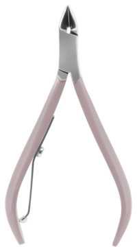 Różowe cążki do skórek Ewa Schmitt Aksamitny Dotyk, widok z przodu. Uchwyty z aksamitnym wykończeniem.