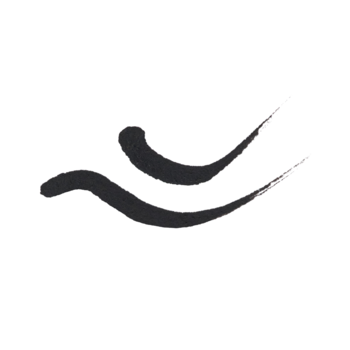 Graficzne logo Essence Liquid Ink eyeliner, dwie faliste czarne kreski pędzla na białym tle, imitujące precyzyjny tusz.