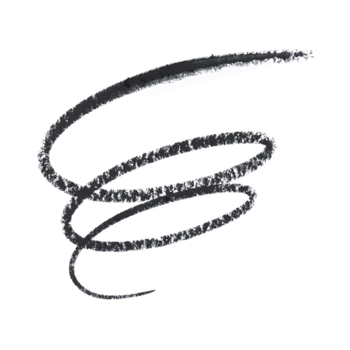 Czarna kredka Essence Longlasting Eye Pencil Black Fever, spiralny testowy ślad. Intensywny, miękki rysik.