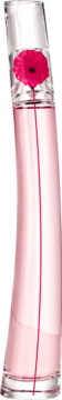 Flower by Kenzo Poppy Bouquet woda perfumowana w smukłej, szklanej butelce z różowym płynem i kwiatem maku.
