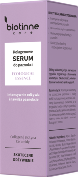 Biotinne Care Kolagenowe Serum do paznokci w liliowym pudełku z białym panelem, widok z przodu.