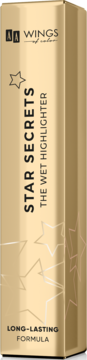 Złote pudełko rozświetlacza AA Wings of Color Star Secrets The Wet Highlighter, długotrwała formuła.