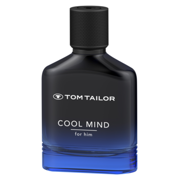 Tom Tailor Cool Mind for Him woda toaletowa męska, szklana butelka gradientowa czarno-niebieska, widok z przodu.