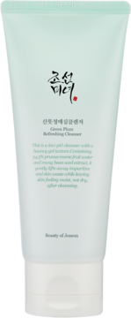 Beauty of Joseon Green Plum Refreshing Cleanser, miętowa tuba z białym zamknięciem, widok z przodu, niskie pH.