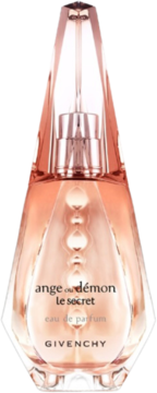 Givenchy Ange ou Démon Le Secret damska woda perfumowana w fasetowanej różowej butelce, widok z przodu.