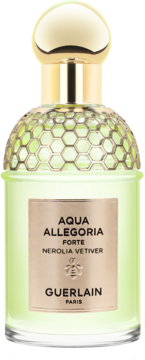 Guerlain Aqua Allegoria Forte Nerolia Vetiver, jasnozielony flakon z pszczelim motywem, widok z przodu.