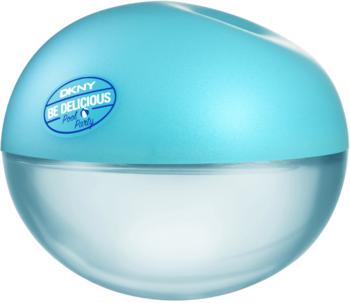 DKNY Be Delicious Pool Party Bay Breeze, woda toaletowa w turkusowym, jabłkowatym flakonie, widok z przodu.