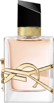 Perfumy Yves Saint Laurent Libre orientalno-fougere, w prostokątnej butelce ze złotym logo YSL i czarną asymetryczną nakrętką.