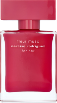 Fleur Musc for Her Narciso Rodriguez EDP, różowy flakon z matową zakrętką, widok z przodu.