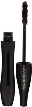 Otwarty, czarny tusz do rzęs Lancôme Hypnôse 02 Braun Hypnotic z brązową szczoteczką i złotym napisem.