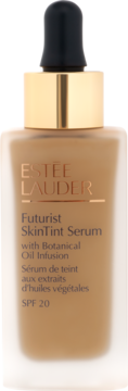 Estee Lauder Futurist SkinTint Serum SPF 20, lekki brązowy podkład z olejkami, szklana butelka, widok z przodu.