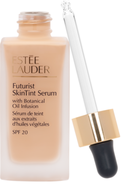 Estée Lauder Futurist SkinTint Serum 1N1 Ivory Nude, podkład w matowej butelce z wyjętą pipetą, SPF 20.