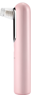 Różowe urządzenie do mikrodermabrazji diamentowej Beautifly B-Derma Blush z przezroczystą końcówką, widok z boku.