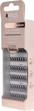 KillyS Love Lashes Double Individuals samoprzylepne kępki, beżowe pudełko z widocznymi rzęsami 10/12mm.