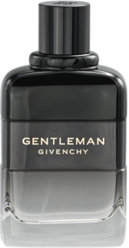 Męskie perfumy Givenchy Gentleman Boisée w eleganckiej czarnej butelce ombre ze złotym napisem, widok z przodu.