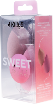 Zestaw KillyS Sweet Kiss gąbeczek do makijażu, różowe, ścięta i okrągła, w przezroczystym pudełku.